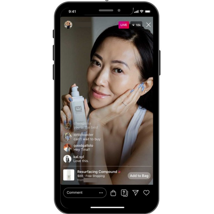 Live Shopping on Instagram Page